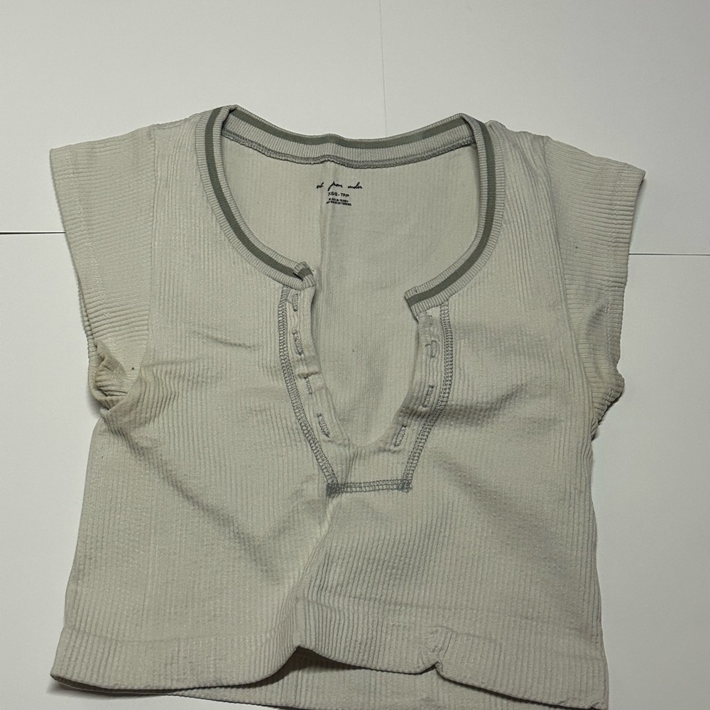 Urban Outfitters Cream Ribbed Crop Top
